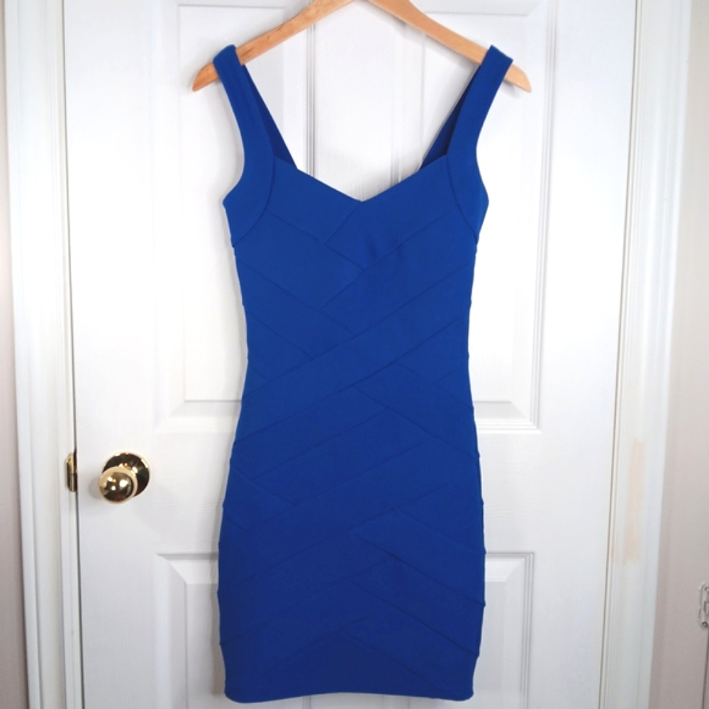 NWOT Dynamite Bodycon Mini Dress Size XS Sleeveless Royal Blue Cocktail Party